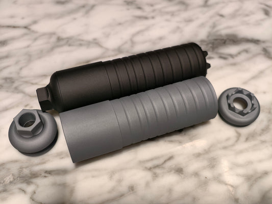 Airsoft Mock Suppressor – 14mm CCW, SRD762/SRD556 with QD muzzle break suppressor Replica