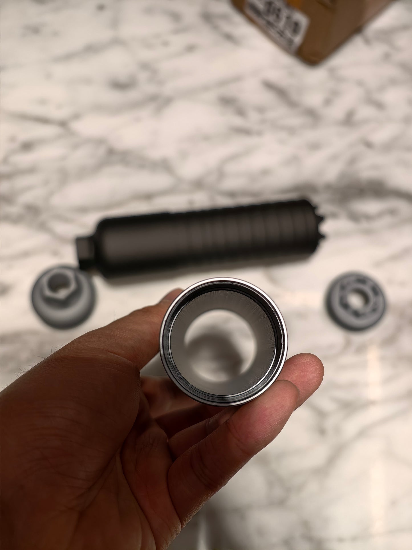 Airsoft SRD762/SRD556 Style QD Mock Suppressor 14mm CCW finish detail for airsoft replica builds