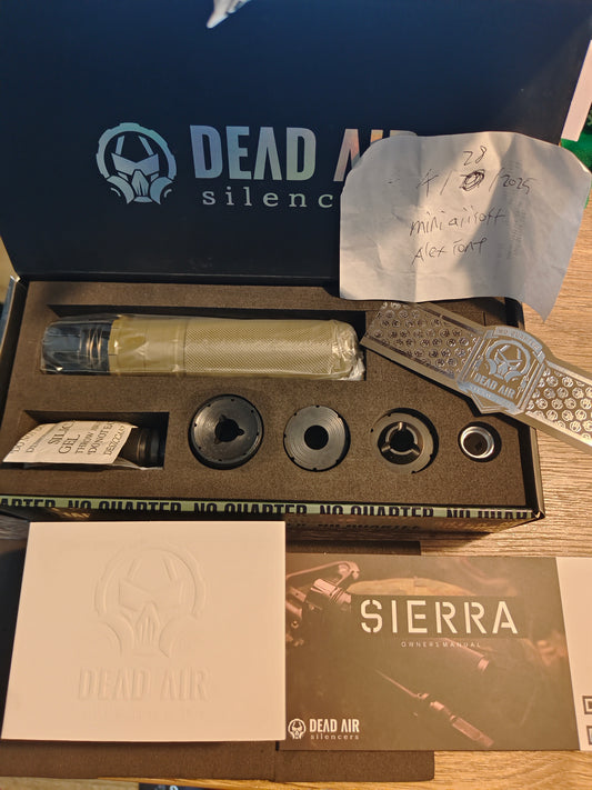 Airsoft Mock Suppressor – 14mm CCW, Dead Air Sierra 5 Suppressor Style + Muzzle Brake(Replica Only)