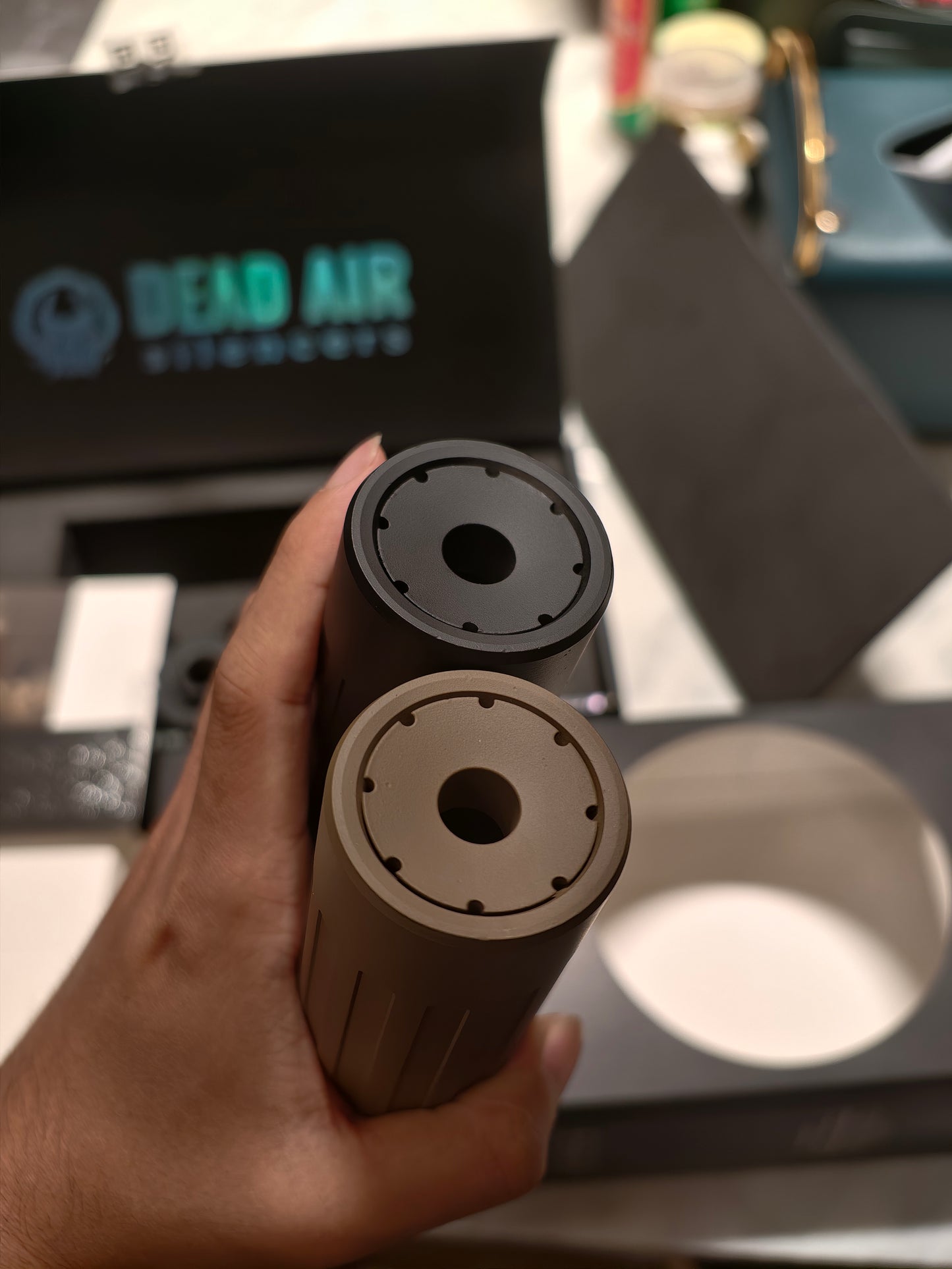 Airsoft Mock Suppressor – 14mm CCW, Dead Air Nomad Ti XC Suppressor Style + Muzzle Brake(Replica Only)