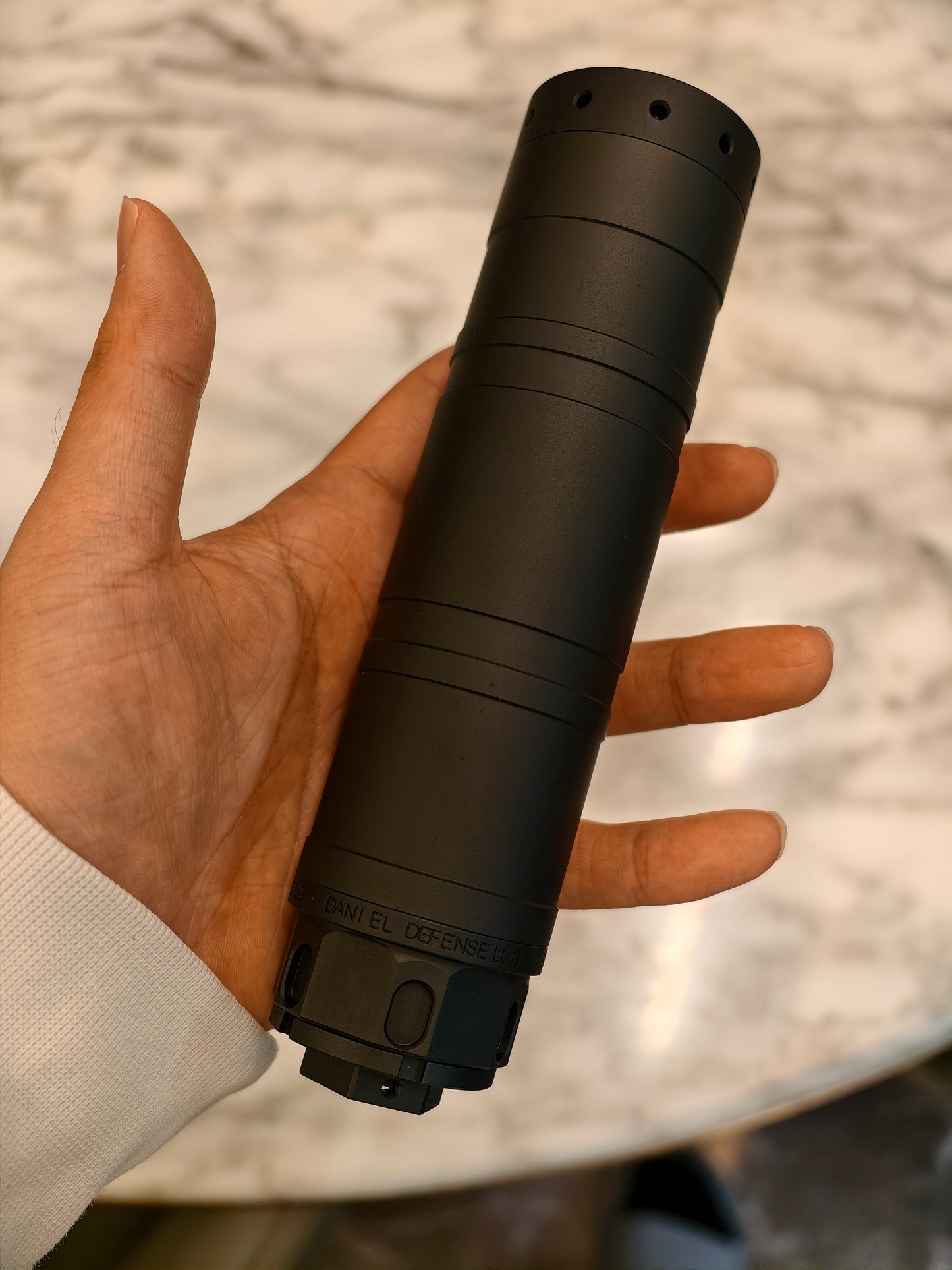 Airsoft Daniel Defense Fat Can Mock Suppressor - 44mm OD, 14mm CCW detail view for airsoft replica builds