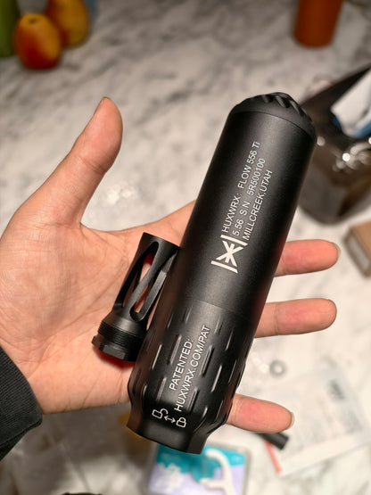 Airsoft HUXWRX FLOW 556Ti Style QD Mock Suppressor 14mm CCW product image for airsoft replica builds