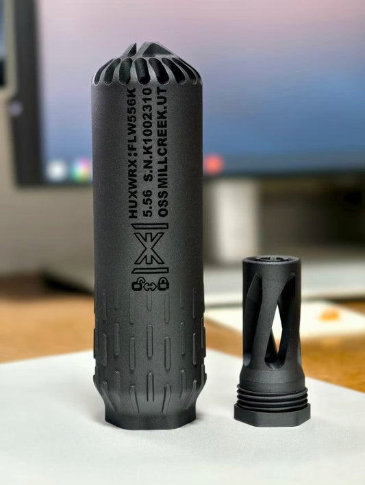 Airsoft 14mm CCW HUXWRX Oss FLOW 3D print nylon model mock Suppressor