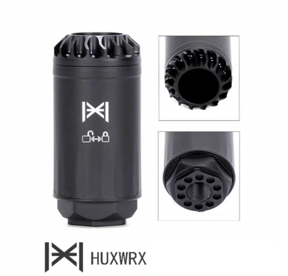 Airsoft Mock Suppressor – 14mm CCW, HUXWRX BLASTPHEMY BLAST Suppressor Style (Replica Only)