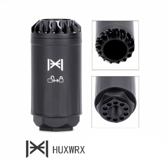 Airsoft Mock Suppressor – 14mm CCW, HUXWRX BLASTPHEMY BLAST Suppressor Style (Replica Only)