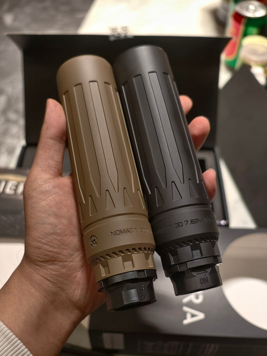 Airsoft Mock Suppressor – 14mm CCW, Dead Air Nomad Ti XC Suppressor Style + Muzzle Brake(Replica Only)