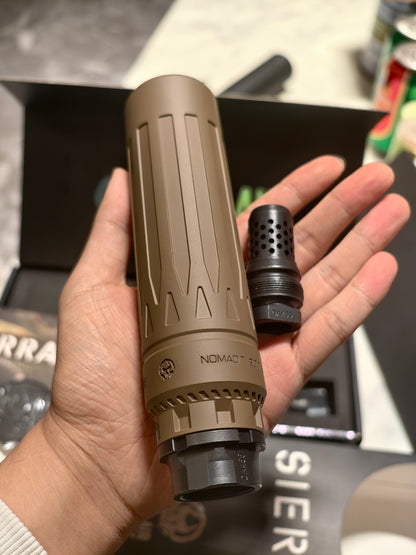 Airsoft Mock Suppressor – 14mm CCW, Dead Air Nomad Ti XC Suppressor Style + Muzzle Brake(Replica Only)