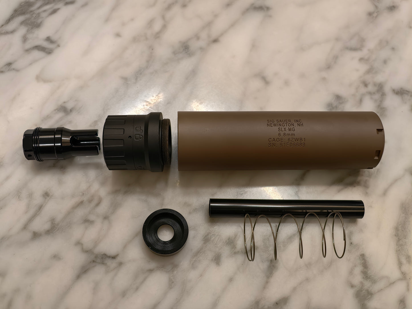 Airsoft Mock Suppressor – 14mm CCW, Sig Xm7 SLX MG 6.8 with QD muzzle break suppressor Replica