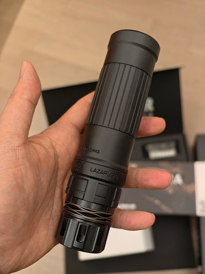 Airsoft Dead Air Lazarus 6 Style Mock Suppressor 14mm CCW fitment detail for airsoft replica builds