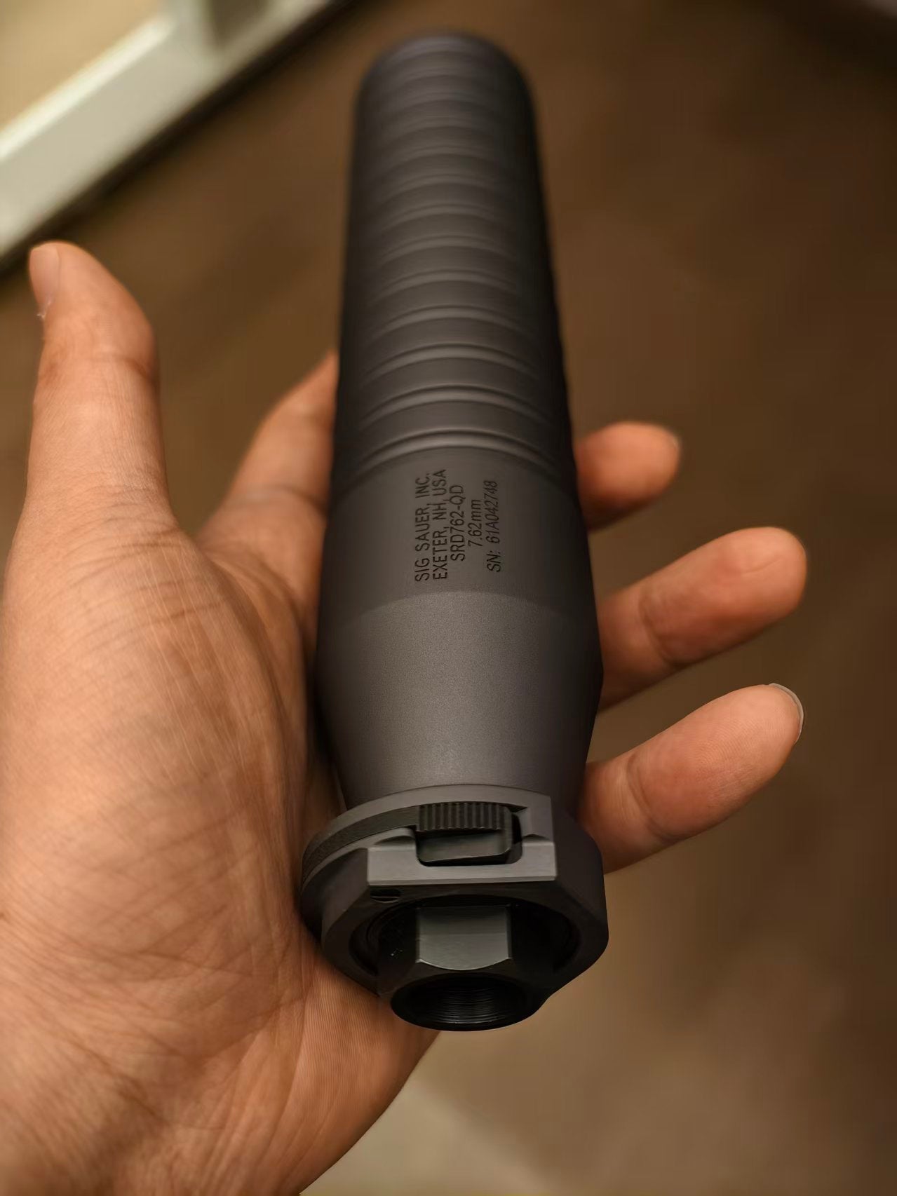Airsoft Mock Suppressor – 14mm CCW, SRD762 with QD muzzle break suppressor Replica