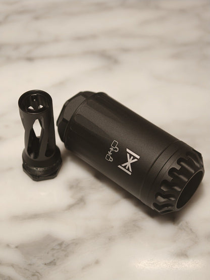 HUXWRX Blastphemy airsoft blast can and adapter side view