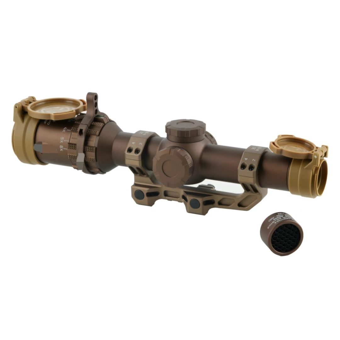 Holy Warrior TANGO6T 1-6x24 airsoft LPVO with flip-up covers and honeycomb lens insert