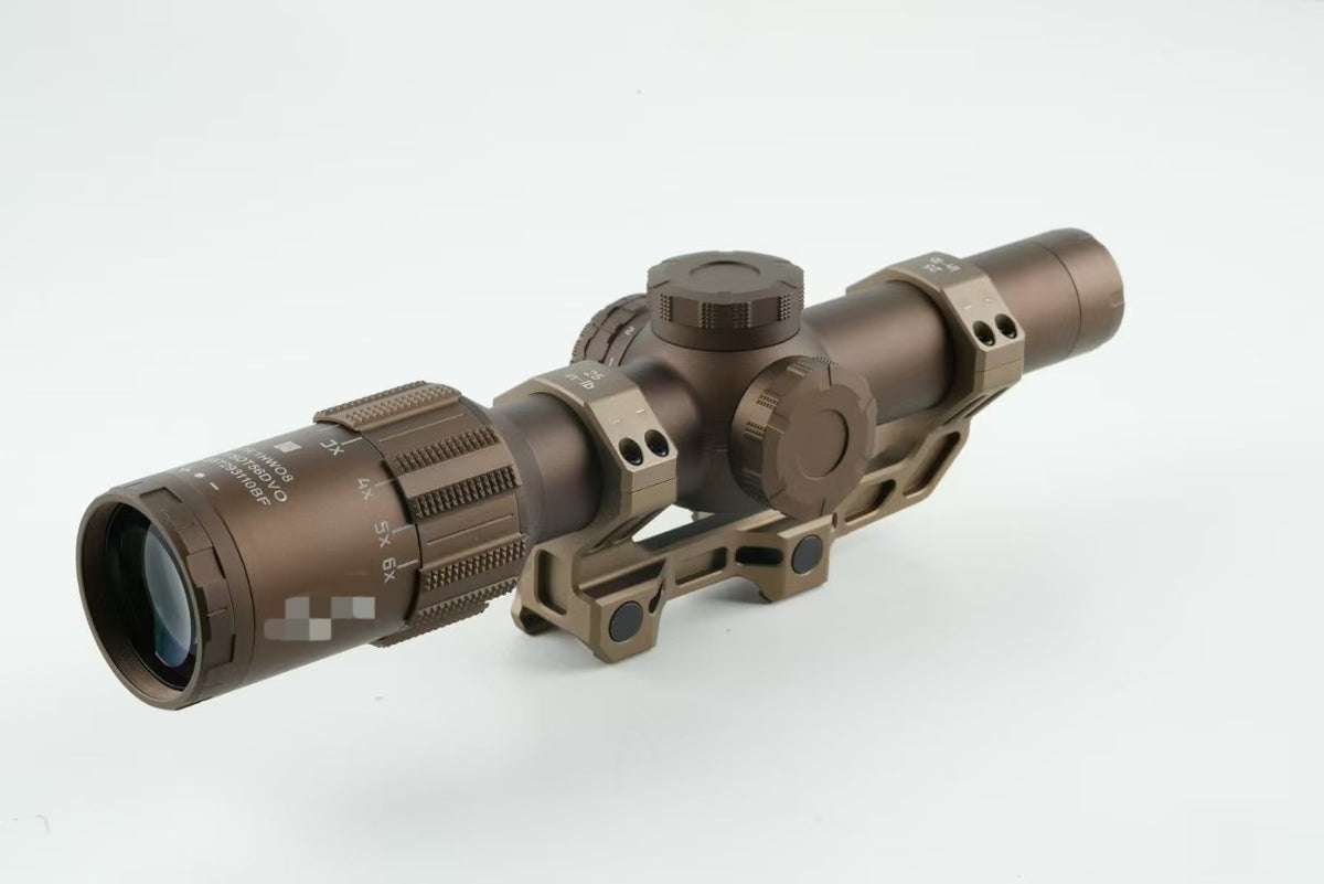 Holy Warrior TANGO6T 1-6x24 bronze airsoft scope objective lens and supplied 30mm mount