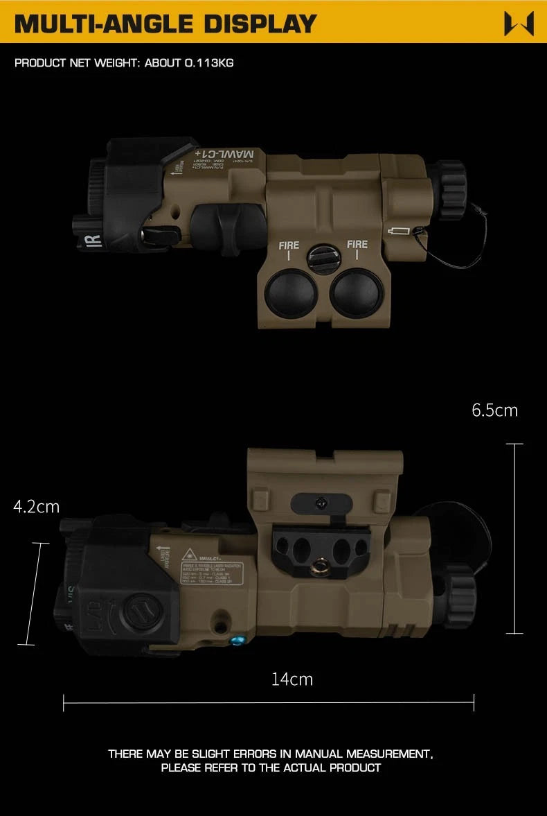 Airsoft MAWL-C1 Style Red Laser & Flashlight Module
